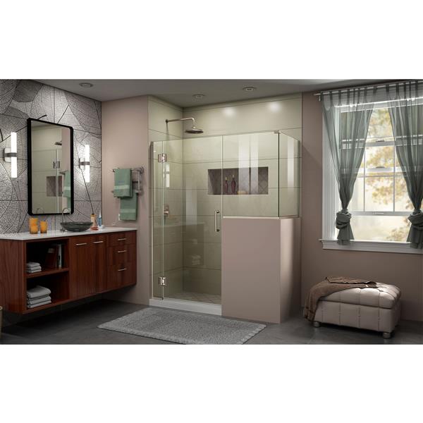 DreamLine Unidoor-X Glass Shower Enclosure - 4-Panel - 57-in x 36.38-in x 72-in - Brushed Nickel
