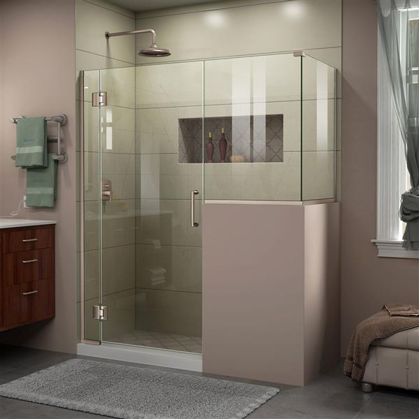 DreamLine Unidoor-X Glass Shower Enclosure - 4-Panel - 57-in x 36.38-in x 72-in - Brushed Nickel