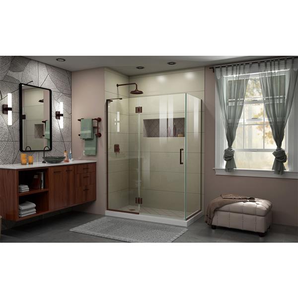 DreamLine Unidoor-X Shower Enclosure - 3 Glass Panels - 48.38-in x 30-in x 72-in - Oil Rubbed Bronze