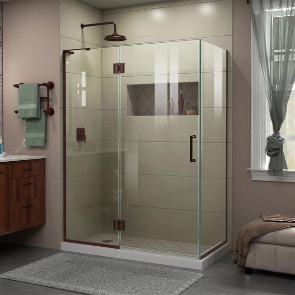 DreamLine Unidoor-X Shower Enclosure - 3 Glass Panels - 48.38-in x 30-in x 72-in - Oil Rubbed Bronze