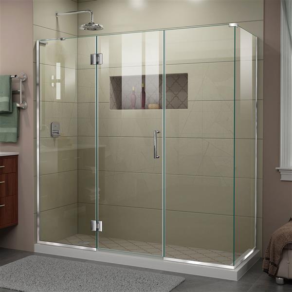 DreamLine Unidoor-X Shower Enclosure - 4 Glass Panels - 70.5-in x 72-in ...