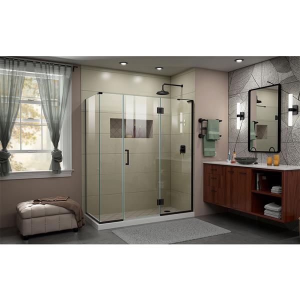 DreamLine Unidoor-X Shower Enclosure - 4 Glass Panels - 64.5-in x 72-in - Satin Black