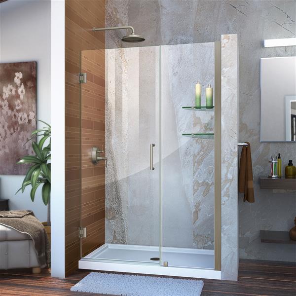 DreamLine Unidoor Shower Door - Clear Glass - 45-46-in x 72-in - Brushed Nickel