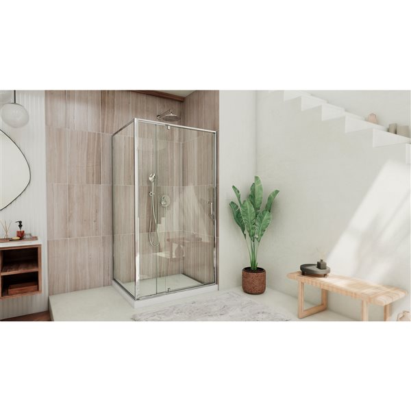 Flex 34 1/2 x 44-48 x 72 in H. Semi-Frameless Pivot Shower Enclosure in Chrome
