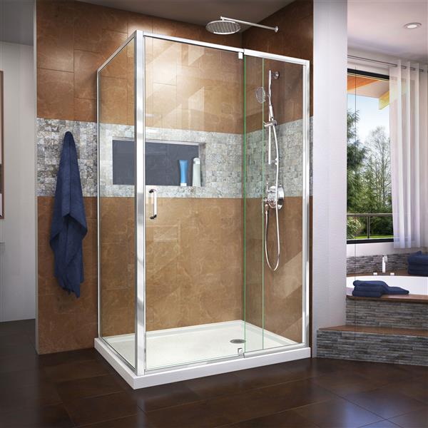 Cabine de douche Flex de DreamLine, 44,44-48,44 po x 72 po, chrome