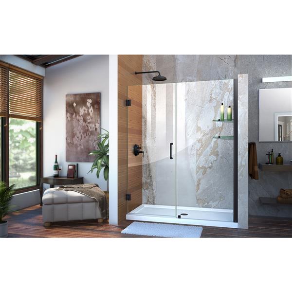 Porte de douche en verre Unidoor de DreamLine, 56-57 po x 72 po, noir satiné