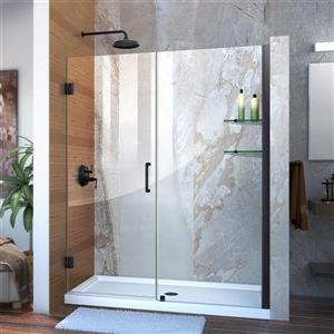 Porte de douche en verre Unidoor de DreamLine, 56-57 po x 72 po, noir satiné