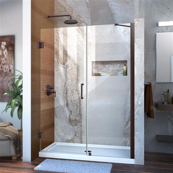 DreamLine Unidoor Shower Door - Clear Glass - 47-48-in x 72-in - Oil Rubbed Bronze