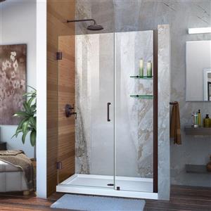 Porte de douche sans cadre Unidoor de DreamLine, 45-46 po x 72 po, bronze huilé