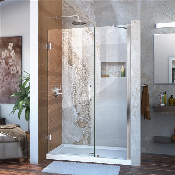 DreamLine Unidoor Alcove Shower Door - Clear Glass - 41-42-in x 72-in - Chrome