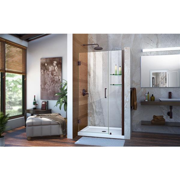 DreamLine Unidoor Frameless Shower Door - 37-38-in x 72-in - Oil Rubbed Bronze