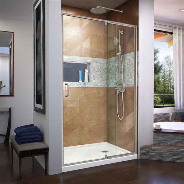 DreamLine Flex Shower Door - 44-48-in x 72-in - Brushed Nickel