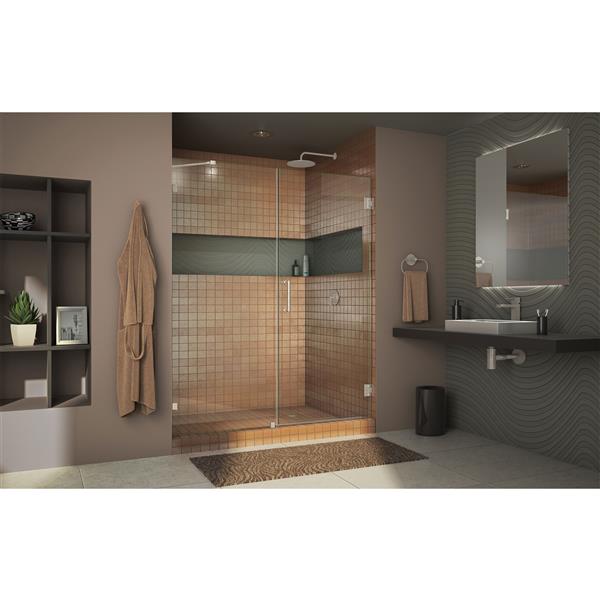 Porte de douche Unidoor de DreamLine, 30-31 po x 72 po, nickel brossé