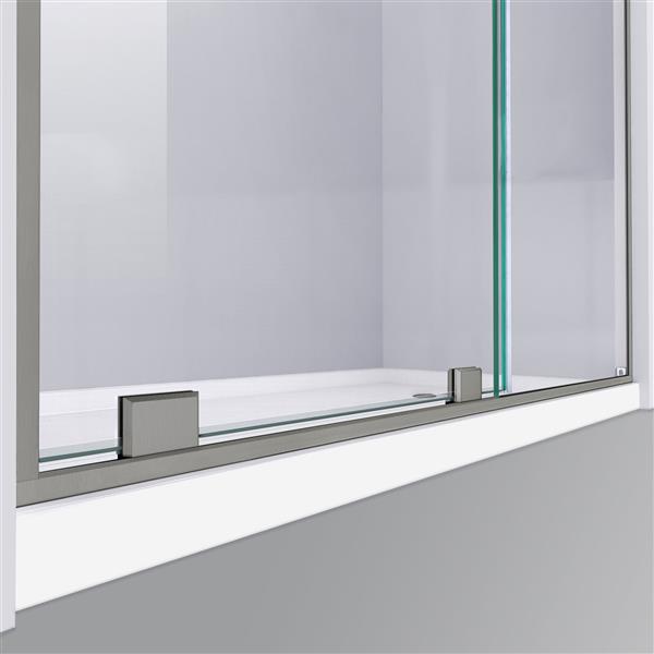 Porte de douche en verre Mirage-Z de DreamLine, 56-60 po x 72 po, nickel brossé