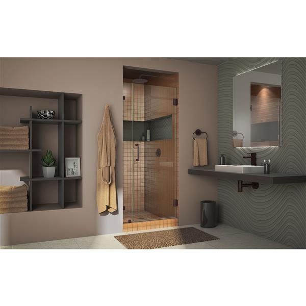 Porte de douche en verre Mirage-Z de DreamLine, 56-60 po x 72 po, nickel brossé