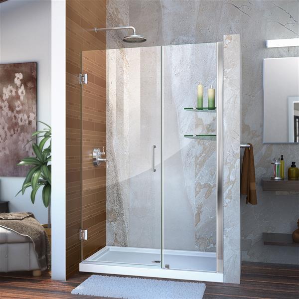 DreamLine Unidoor Shower Door - Clear Glass - 46-47-in x 72-in - Chrome