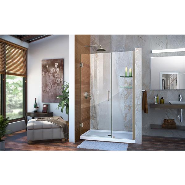 DreamLine Unidoor Alcove Shower Door - 47-48-in x 72-in - Brushed Nickel