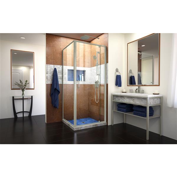 Cabine de douche Flex de DreamLine, 32,44-36,44 po x 72 po, nickel brossé