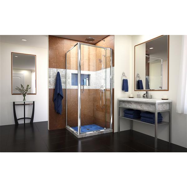 Cabine de douche Flex de DreamLine, 32,44-36,44 po x 72 po, chrome