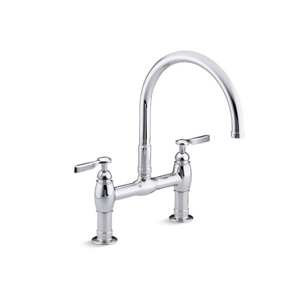 KOHLER Parq two-hole deck-mount kitchen sink faucet - Polished Chrome ...