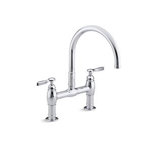 KOHLER Parq two-hole deck-mount kitchen sink faucet - Polished Chrome