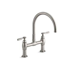 KOHLER Parq two-hole deck-mount kitchen sink faucet - Vibrant Stainless