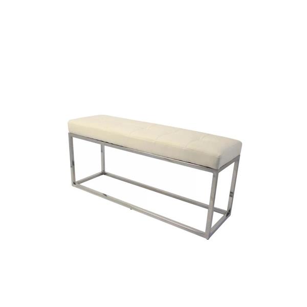 Plata Decor Cisne Metal Bench and White fabric - 17-in x 39-in x 12-in