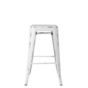 Plata Decort Tolix - Antique Metal Stool In White - 30-in - Set of 4