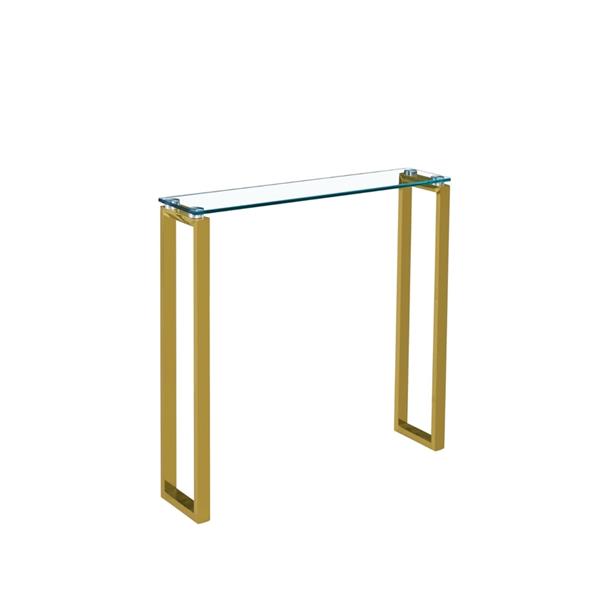 Plata Decor Gen Gold Console - Gold and Glass - 30-in x 47-in x 16-in