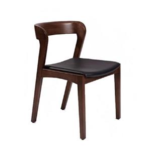 Plata Decor Ronald I Dining Chair - Wood and Black Genuine Leather