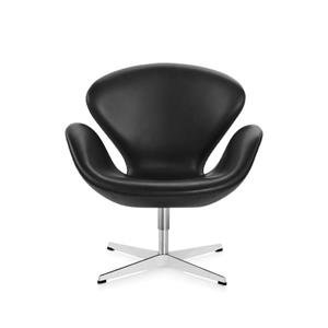 Plata Decor Swan Lounge Chair - Genuine Leather - Black and Chrome