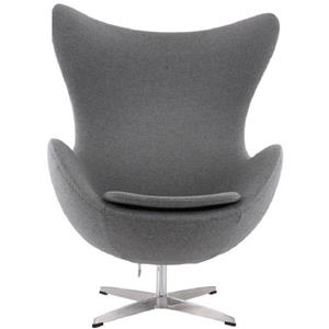 Plata Decor Egg Louge Chair - Grey Fabric and Chrome Base