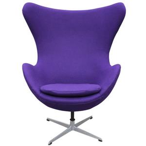 Plata Decor Egg Louge Chair - Purple Fabric and Chrome Base