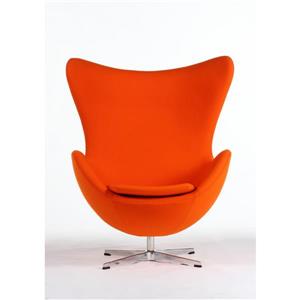 Plata Decor Egg Louge Chair - Orange Fabric and Chrome Base