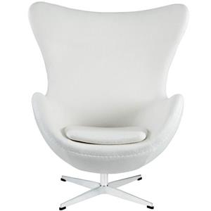 Plata Decor Egg Louge Chair - White Fabric and Chrome Base