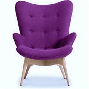 Plata Decor Hudson Lounge Chair - Purple Velvet and Wood