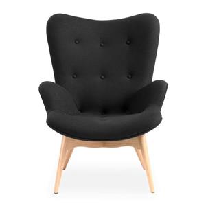 Plata Decor Hudson Lounge Chair - Black Velvet and Wood