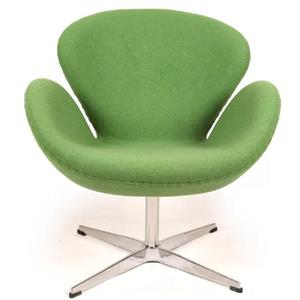 Plata Decor Swan Lounge Chair - Green apple and Chrome