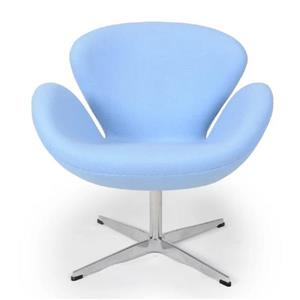 Plata Decor Swan Lounge Chair - Light Blue and Chrome