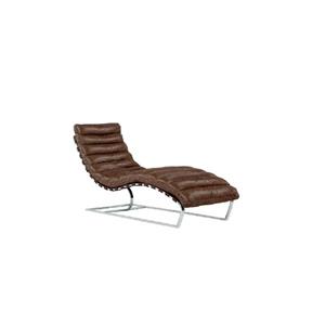 Plata Decor Avydo Lounge Chair - Brown Leather with Chrome Base