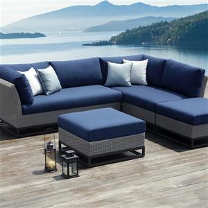 Ensemble sectionnel Torrance d'Ove Décors pour le patio, bleu, 4 pièces
