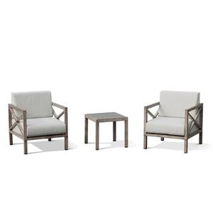 Ove Decors Pasadena Outdoor Bistro Patio Set - Off-White - 3-piece