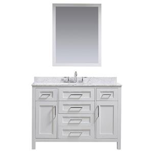 Meuble-lavabo Tahoe d'OVE Décors, blanc, comptoir marbre, miroir, 48 po