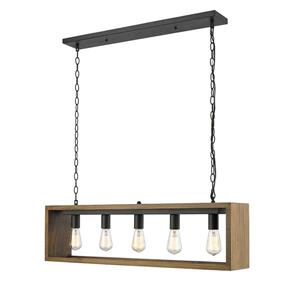 Lustre linéaire Flances V d'OVE Décors en bois gris, 5 lumières