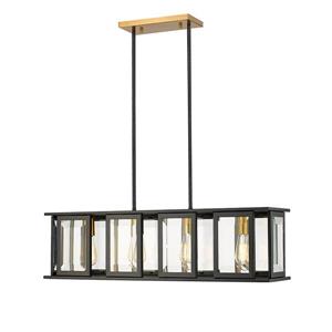 Luminaire suspendu industriel linéaire suspendu Calvin d'OVE Décors, noir et or