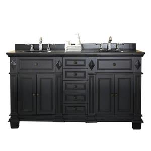 Meuble-lavabo Essex d'OVE Décors, noir et comptoir granite noir, 60 po