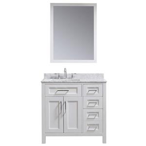 Meuble-lavabo Tahoe d'OVE Décors, blanc, comptoir marbre, miroir, 36 po
