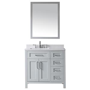 Meuble-lavabo Tahoe d'OVE Décors, fini gris, comptoir marbre, miroir, 36 po