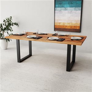 MobX 80-in Black Metal U Legs Acacia Live Edge Solid Wood Table