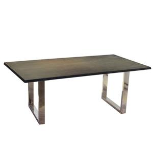 Corcoran Gray Acacia Dining Table - 80-in - Stainless Steel U Legs